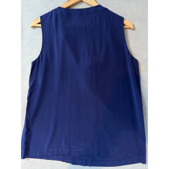 Women’s Kate Spade Sleeveless Hidden Button Down Silk Royal Blue Top Size 10 - Picture 4 of 4